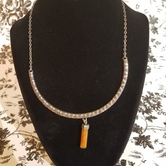 Orange crystal Point necklace jp10 - Picture 1 of 5